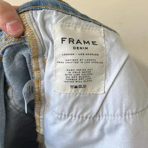 FRAME Le Garçon in Daphne Blue Super Stretch Mid Rise Boyfriend Denim Jeans 32 - Picture 11 of 12